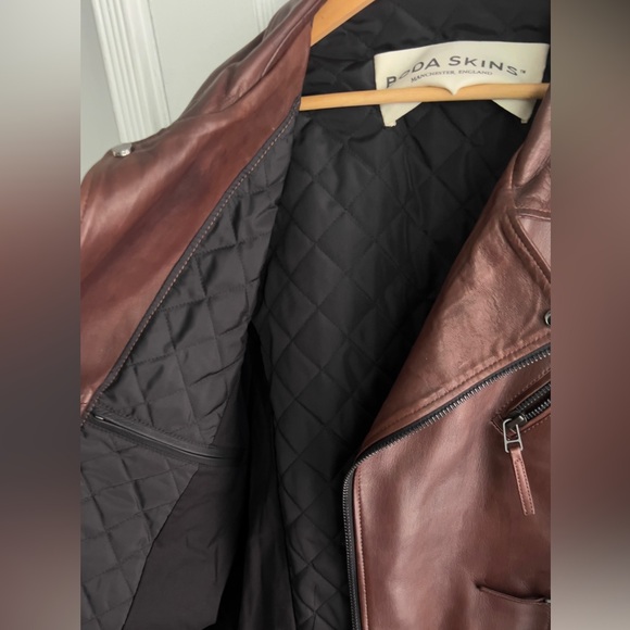 Boda Skins Men’s Brown Leather Moto Jacket - Picture 4 of 10